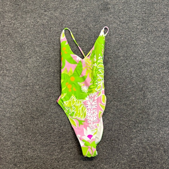 Trina Turk Green and Pink Floral One Piece Swimsuit - Picture 3 of 8
